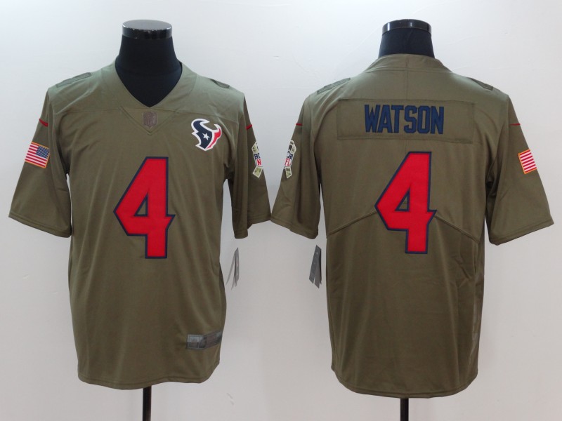 Men Houston Texans #4 Watson Nike Olive Salute To Service Limited NFL Jerseys->minnesota vikings->NFL Jersey